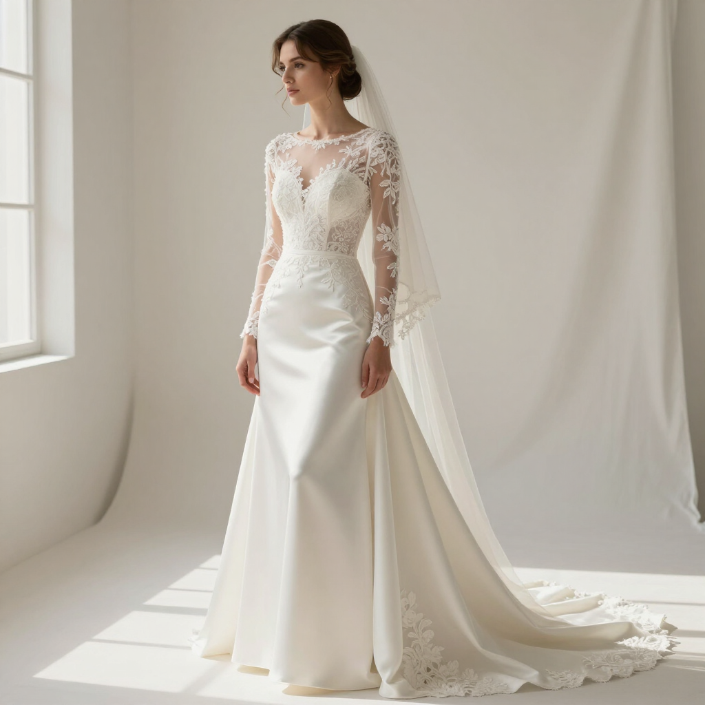 Elegante witte trouwjurk klaar om te doneren