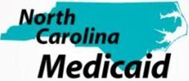 A logo for north carolina medicaid with a map of the state