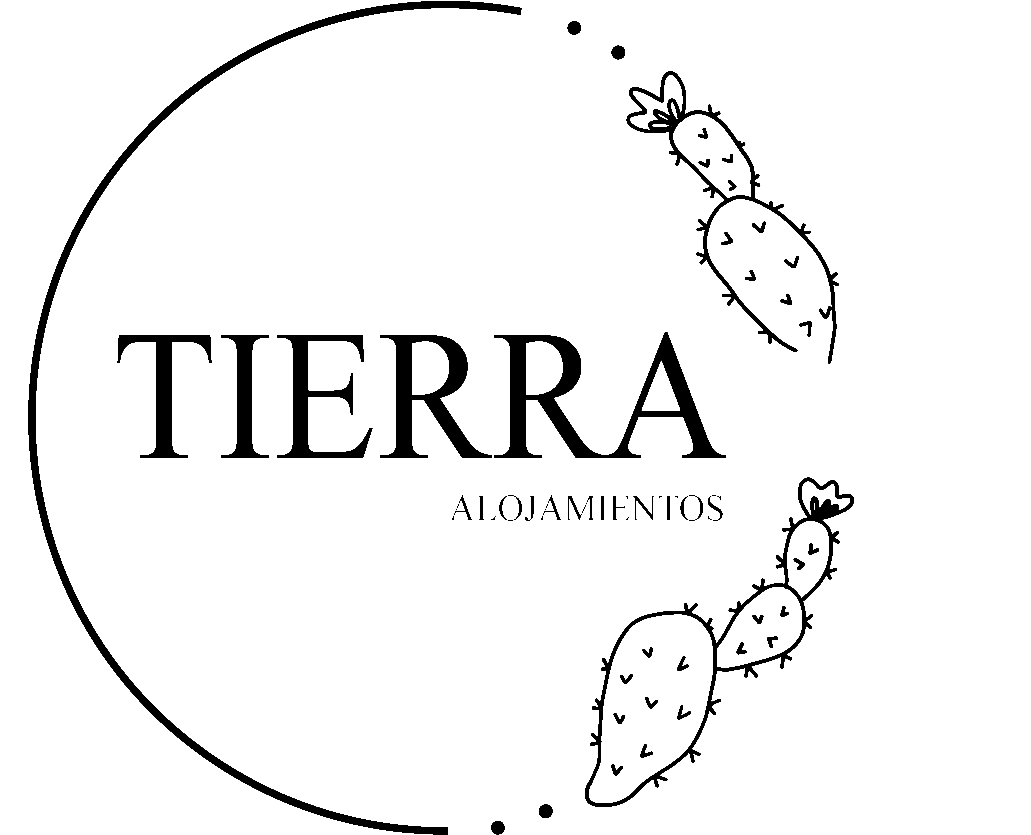 A black and white logo for tierra with cactus in a circle