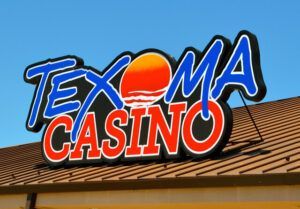 A sign that says texoma casino on it