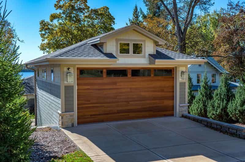 brown wood garage door