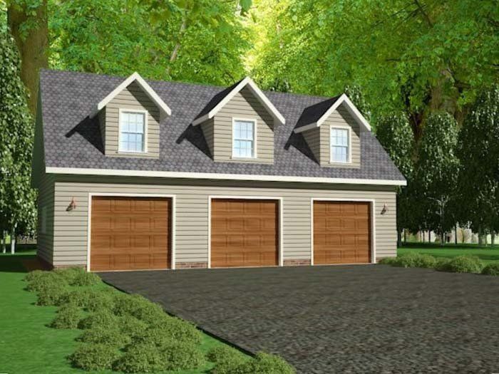 three single car garages