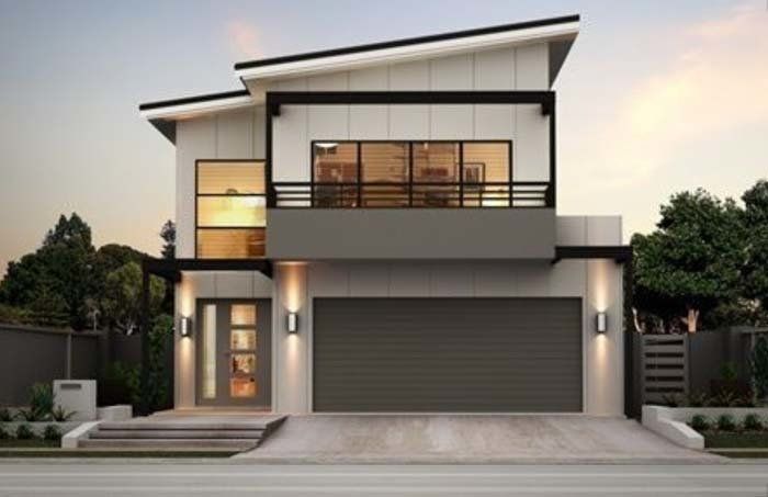 modern house with grey garage