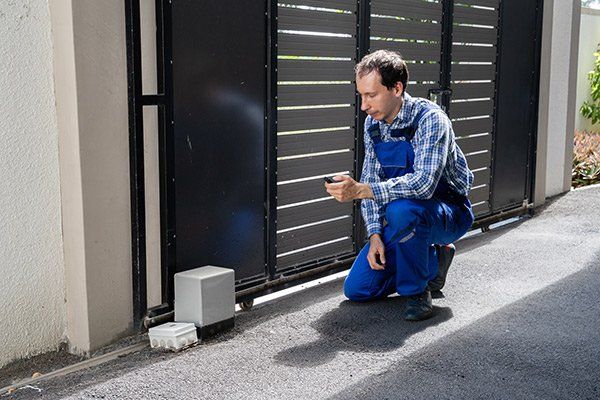 man repairing remote control gate