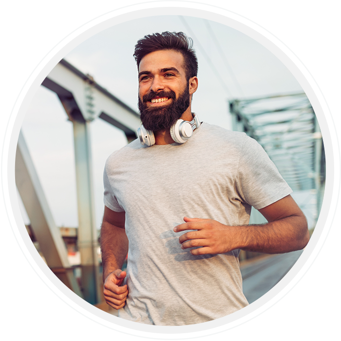 bearded man on a jog