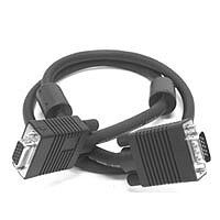 A close up of a vga cable on a white background.