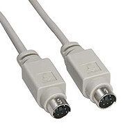 A close up of a cable with two connectors on a white background.