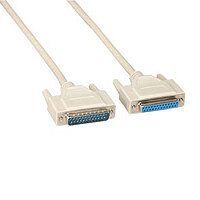 A close up of a cable with two connectors on a white background.