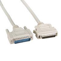 A close up of a cable with two connectors on a white background.