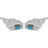 A pair of rs232 cables connected to each other on a white background.