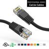 A pair of black ethernet cables on a white background.