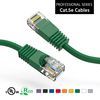 A pair of green ethernet cables on a white background.