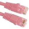 A pair of pink ethernet cables on a white background.