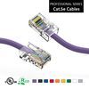 Two yellow Cat5e Ethernet cables with clear connectors, against a plain background.