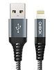 A close up of a usb cable on a white background.