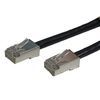 Two black cables with RJ11 connectors, angled towards each other against a white background.