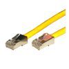 Yellow Ethernet cable with connectors.