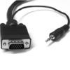 A close up of a rs232 cable on a white background.