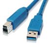 A pair of blue usb cables on a white surface.