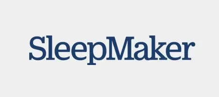 SleepMaker logo in dark blue text on a light gray background.