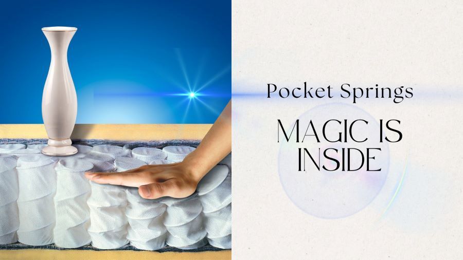 A person is touching a pocket spring mattress
