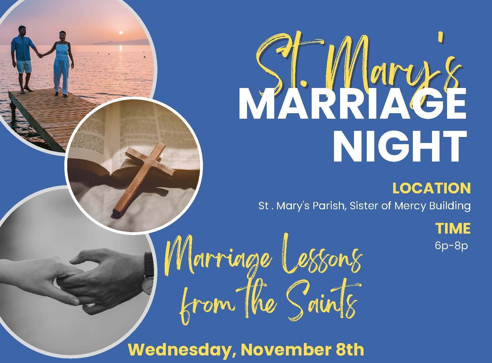 Flyer for St. Mary's Marriage Night with details