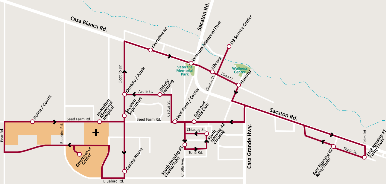 Sacaton Shuttle Route Map