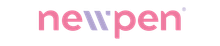 Logo da marca newpen em letras rosa e amarelo