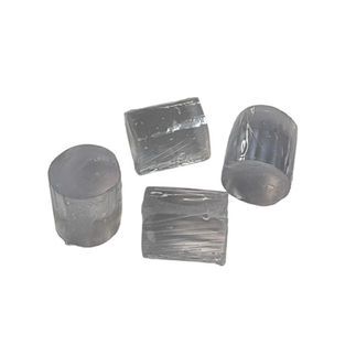 A group of crystals in different shapes on a white background.