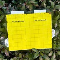 A yellow sticky trap is sitting on top of a bush.