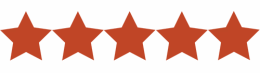 Five red, five-pointed stars arranged in a horizontal row, representing a five-star rating.
