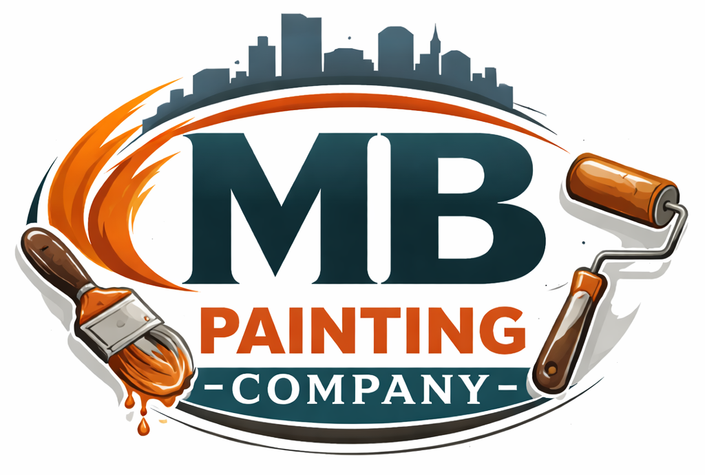 MB Painting Company logo with a brush, roller, and city skyline.