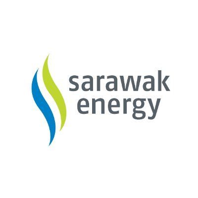 Sarawak Energy logo: Blue and green flame shapes beside gray text.