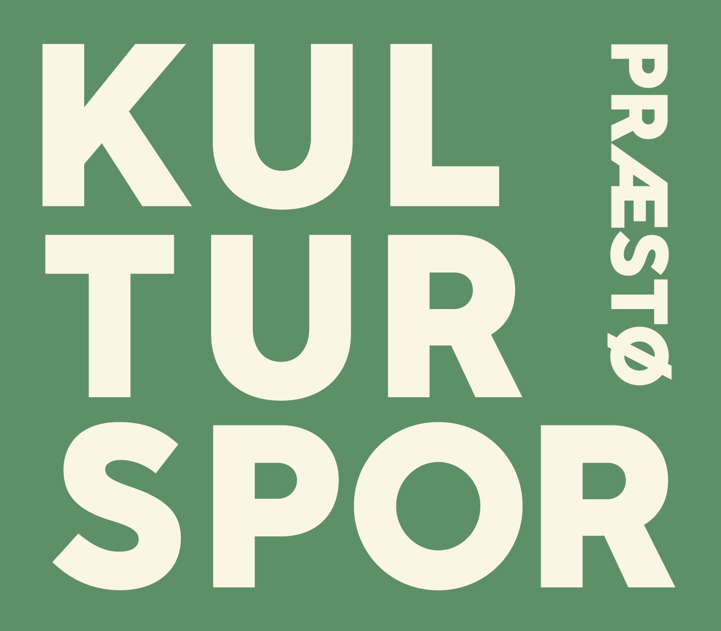 En grøn baggrund med hvide bogstaver, der siger kulturspor