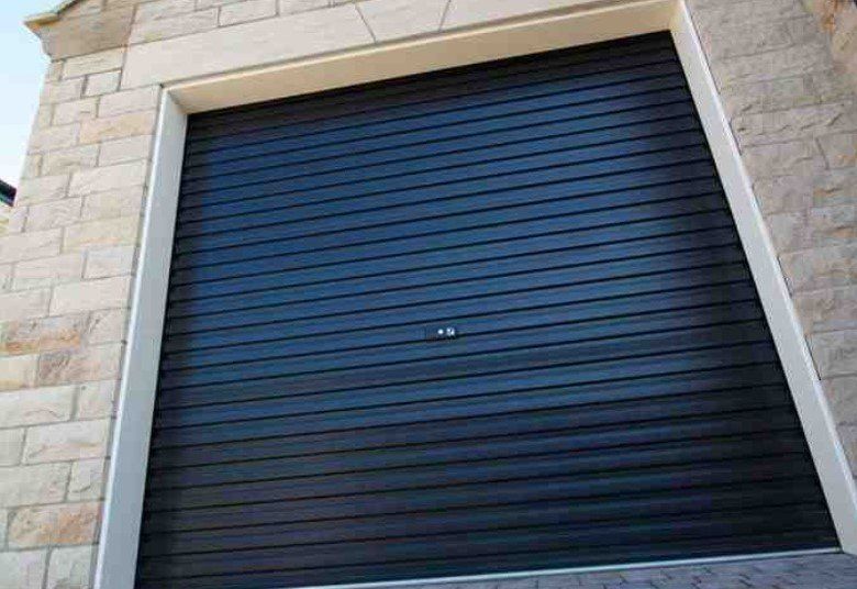 Blue roller shutter door