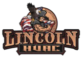 Lincoln HVAC logo: muscular man in top hat flexing, eagle, American flag.