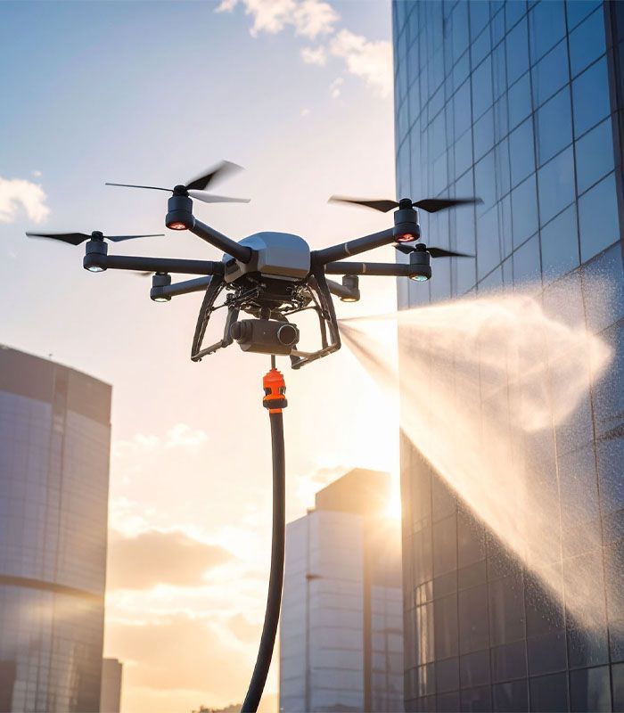 drone for high-rise washing and cleaning