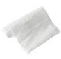 A folded, white, rectangular cloth or towel set against a plain background.