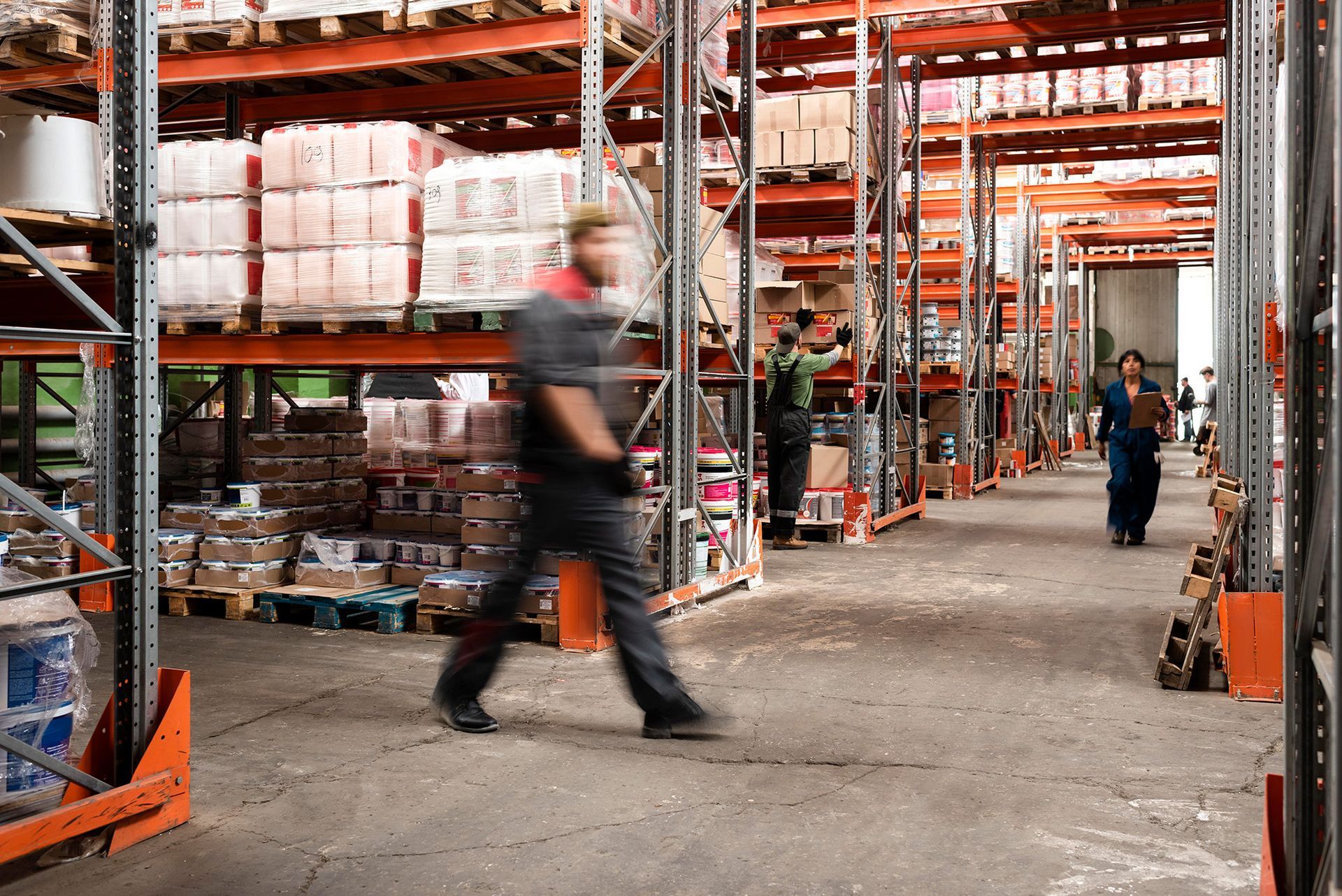 Warehouse operative walking