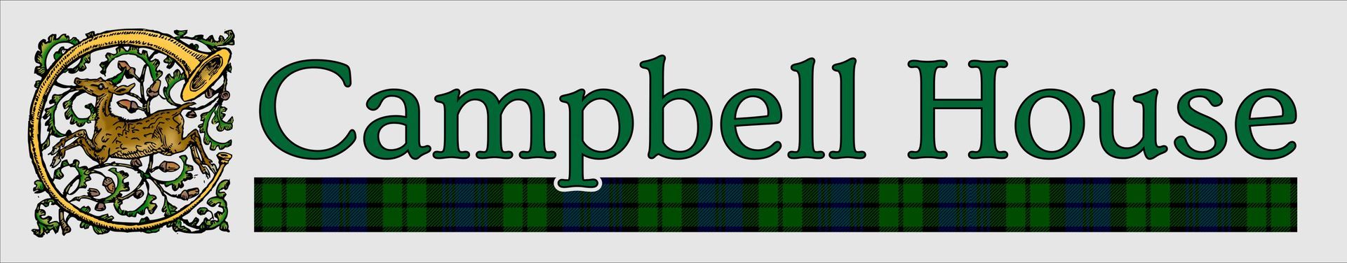 a logo for campbell house with a green border