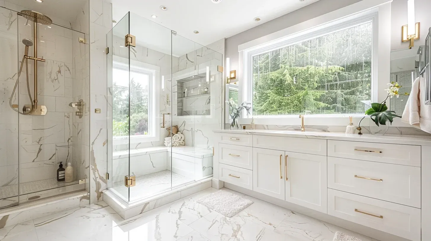 Bathroom renovations Vancouver BC featuring full ensuite redesign with custom quartz double vanity and frameless walk-in shower. Schluter waterproof membrane and slope-corrected linear drain ensure long-term moisture control. Installed by licensed and insured Metro Vancouver bathroom renovation contractors.
Vancouver bathroom remodeling project including freestanding soaking tub and porcelain slab shower walls. Heated tile flooring improves year-round comfort in Lower Mainland homes. Built in compliance with BC Building Code and municipal inspection standards.
Luxury bathroom renovation Vancouver with floating vanity and LED backlit mirror system. Engineered stone countertop enhances durability and stain resistance. Delivered by certified Vancouver bathroom remodeling professionals.
Small bathroom remodel Vancouver condo optimizing layout with compact wall-mounted vanity and glass shower enclosure. Waterproof vinyl plank flooring resists humidity damage. Ideal for strata-approved bathroom renovation projects.
Contemporary bathroom renovation Vancouver BC featuring matte black fixtures and recessed ceiling lighting. Porcelain tile flooring improves slip resistance in wet zones. Completed by experienced Lower Mainland remodeling specialists.