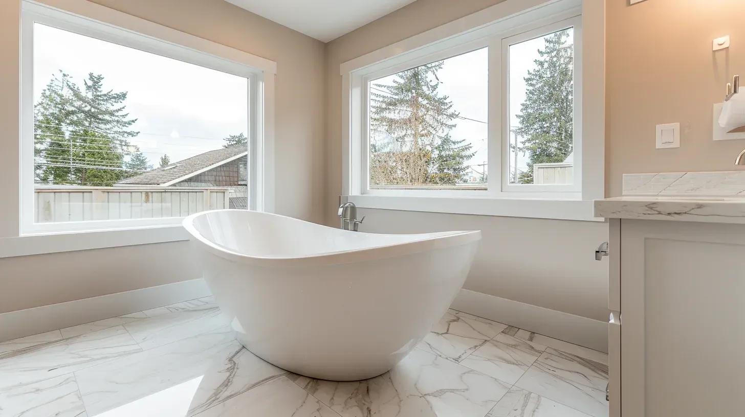 Bathroom remodel Vancouver Lower Mainland including tub-to-shower conversion and quartz vanity installation. Frameless glass panels enhance accessibility. Transparent renovation timeline provided to homeowners.
Vancouver bathroom renovation project with engineered stone countertop and custom mirror installation. Updated electrical outlets meet modern safety codes. Built for long-term moisture resistance.
Bathroom remodeling Vancouver BC featuring shaker-style cabinetry and undermount sink integration. Waterproof backer board installed behind tile. Designed for durability in high-use households.
Vancouver bathroom renovation contractors installing marble vanity surface and recessed lighting layout. Energy-efficient fixtures reduce power consumption. Completed by certified and insured professionals.
Luxury spa bathroom renovation Vancouver BC including rainfall shower and heated tile flooring. Frameless glass enclosure enhances openness. Delivered with detailed workmanship guarantee.