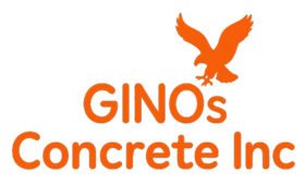 A logo for Ginos Concrete Inc. with an orange eagle