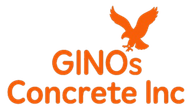 A logo for ginos concrete inc. with an orange eagle
