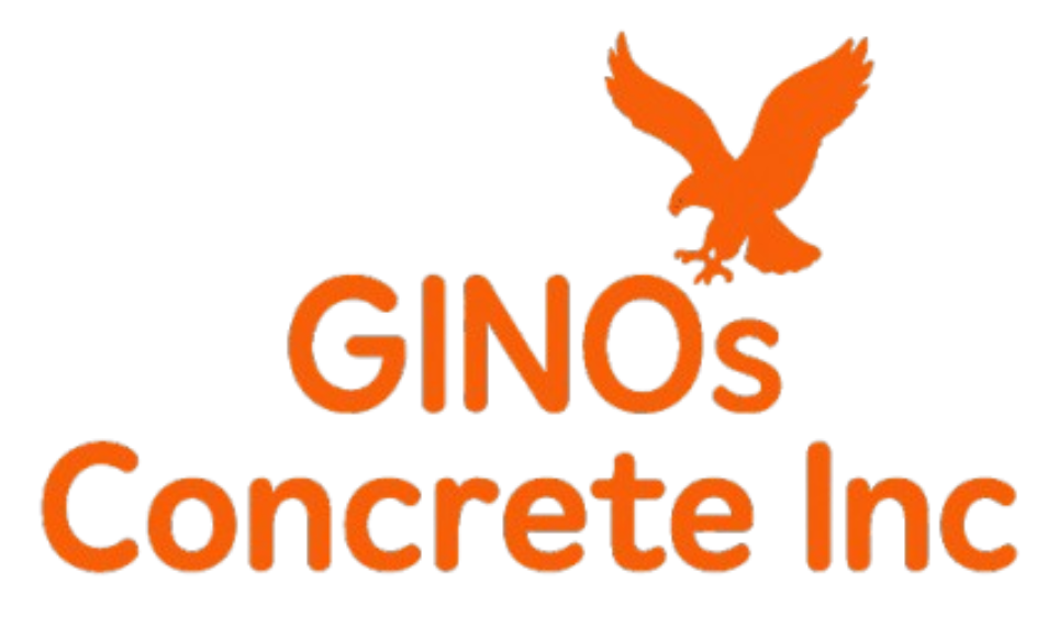 A logo for ginos concrete inc. with an orange eagle