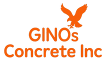A logo for ginos concrete inc. with an orange eagle