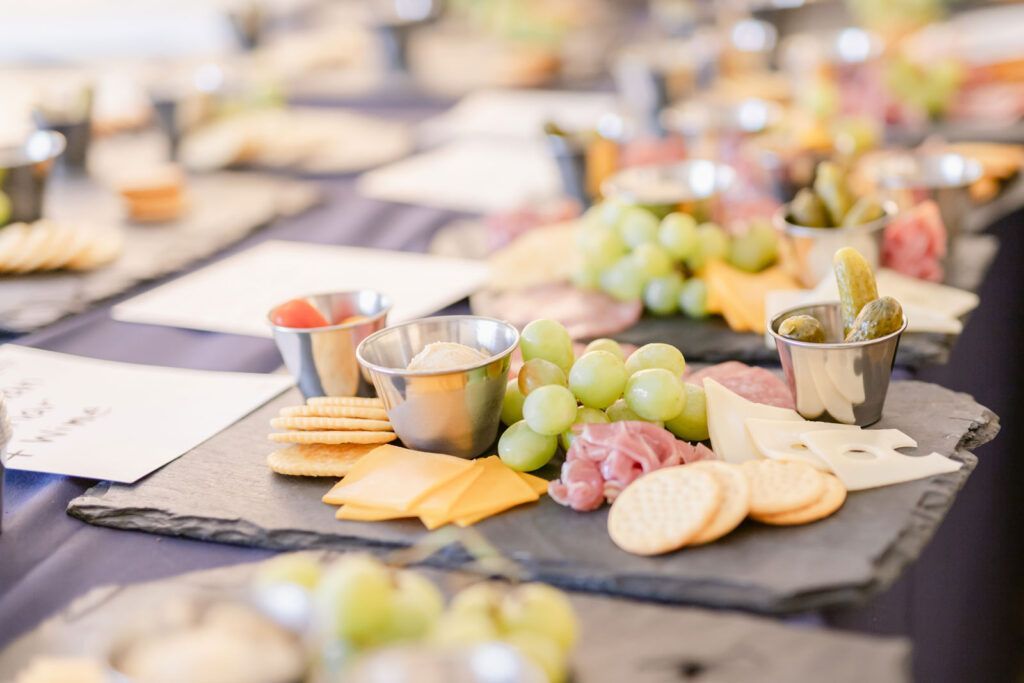 There are many different types of food on the table.