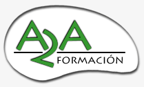 Logotipo verde “A2A” con texto “FORMACIÓN” sobre forma de lágrima blanca.