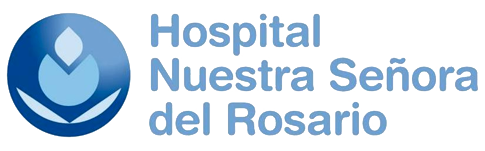 Logo for Hospital Nuestra Señora del Rosario: blue emblem, with text of hospital name in blue.