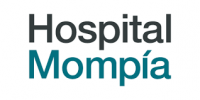 Logotipo del Hospital Mompiá en colores gris oscuro y verde azulado.